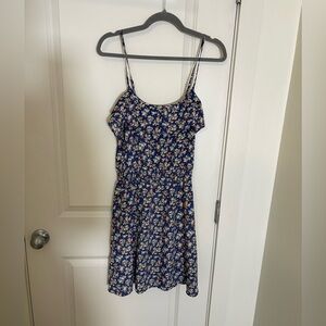 Xhilaration Navy Floral Spaghetti Strap Dress